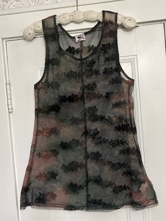 Intimately By Free People Dresses & Skirts - Intimately Free People Sheer Floral Mesh Slip Dress in Ombre Black Rose Green